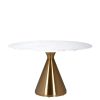 Table de Repas Tenille Ø130 – Chic et modernité - marbre blac pied doré brossé