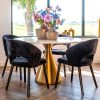 Table de Repas Tenille Ø130 cm-table-ronde-marbre-blanc-pied-doré