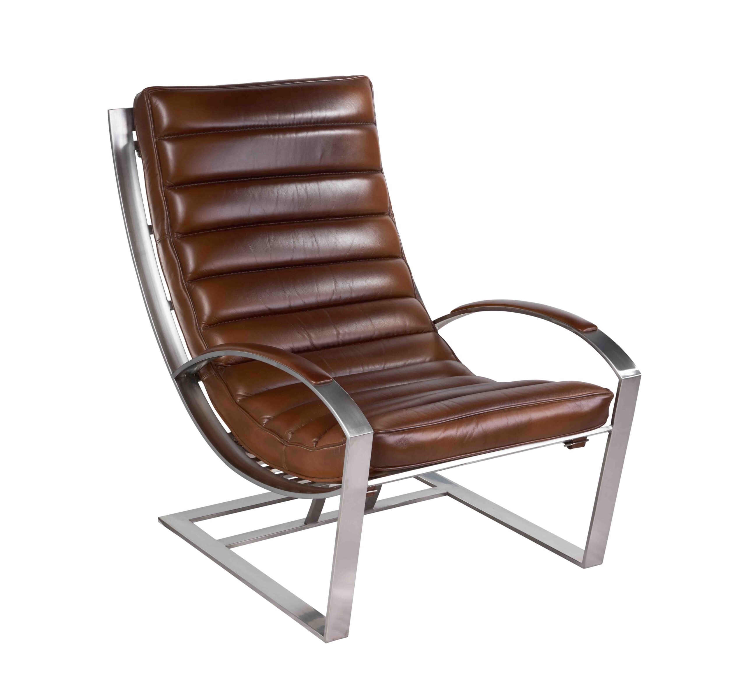 Fauteuil Biarritz cuir brun Fauteuil Biarritz cuir brun