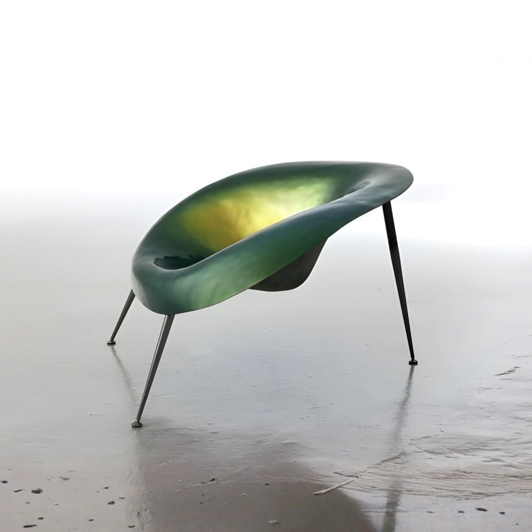 Fauteuil sculpture Nido vert iridescent