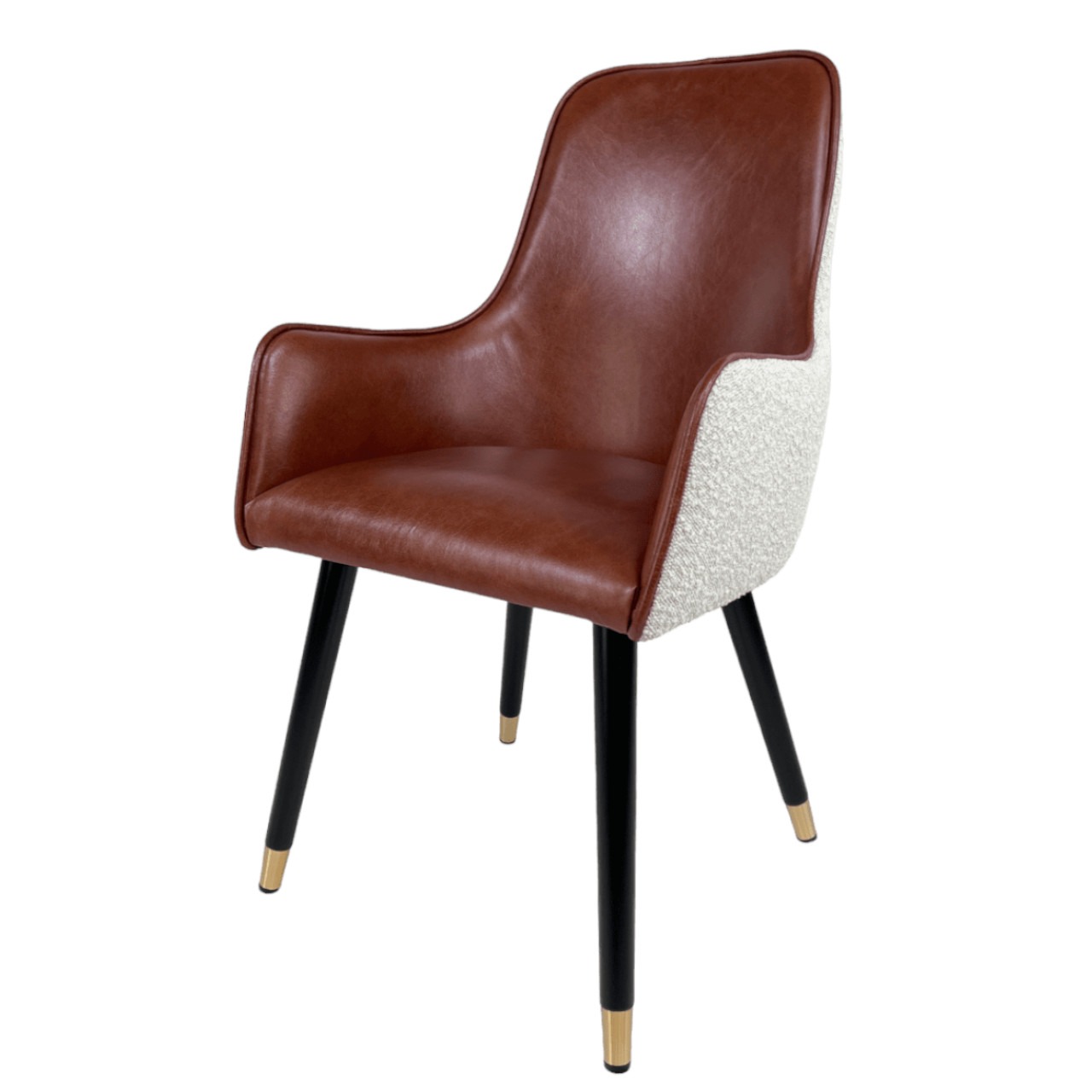 Chaise Verlaine en cuir et tissu bouclé