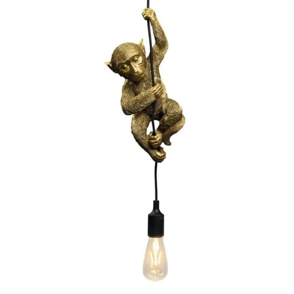suspension luminaire singe doré suspendu au cable de l'ampoule