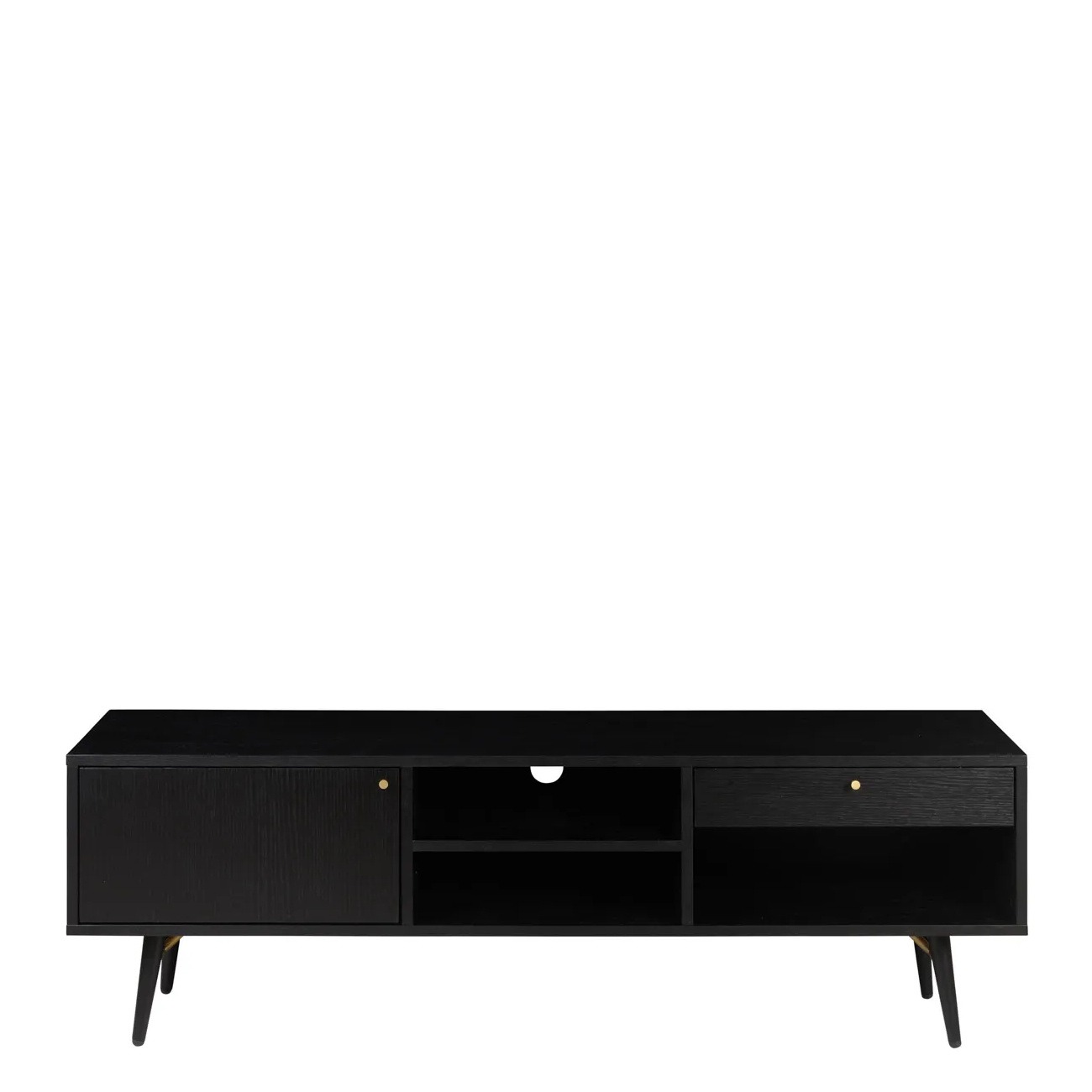 Meuble TV Furinno Chêne Français/Noir - Support Téléviseur Jusqu'à 55 Pouces