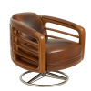 Fauteuil Club Pivotant Cuir Riviera Fauteuil Club pivotant Riviera cuir marron vintage base inox et structure bois massif