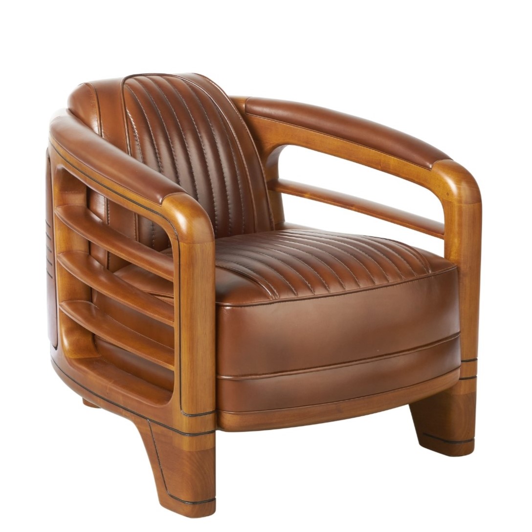 Fauteuil Club Monaco Cuir Vintage