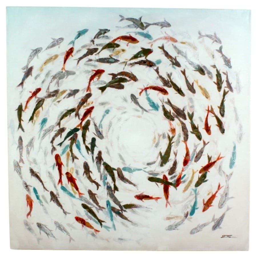 Peinture Tourbillon De Poissons Colores 1