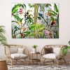 Tableau En Diptyque Jungle Exotique fond argente 4