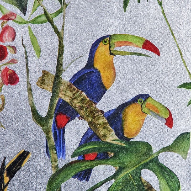 Tableau En Diptyque Jungle Exotique fond argente 6