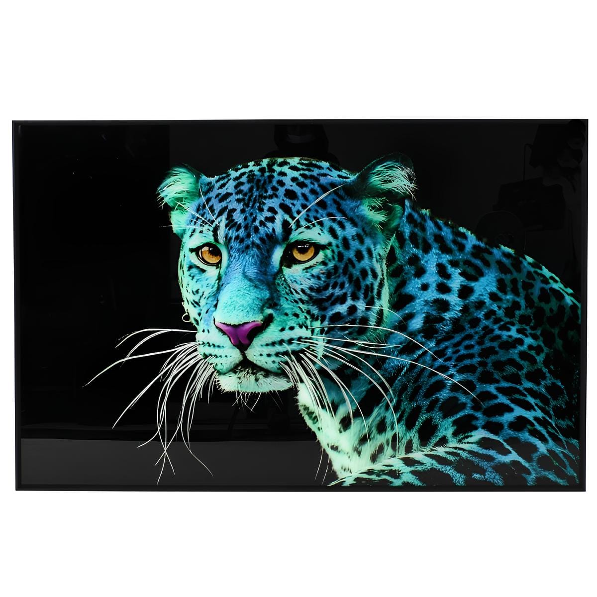 Tableau impression sur verre leopard bleu 2 2
