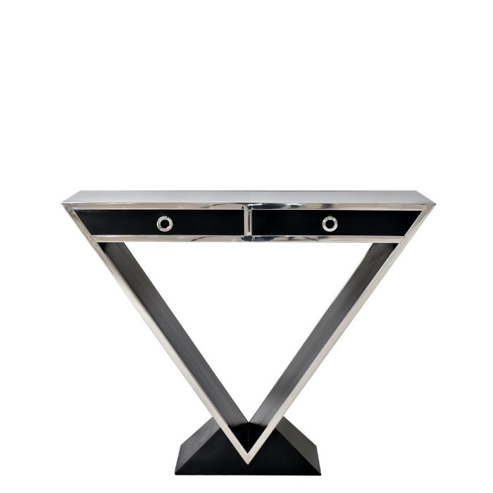 ixtac10-noir-face-console-delta-deux-tiroirs-laquee-noire-triangle ixtac10 noir face console delta deux tiroirs laquee noire triangle