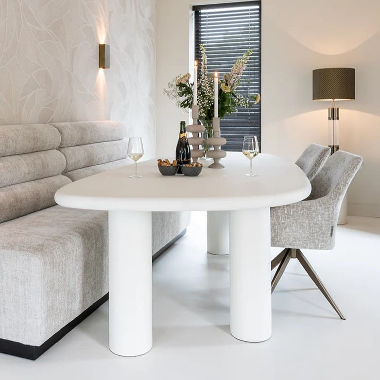 Table Bloomstone 235 cm table blanche table galet forme organique majdeltier design3