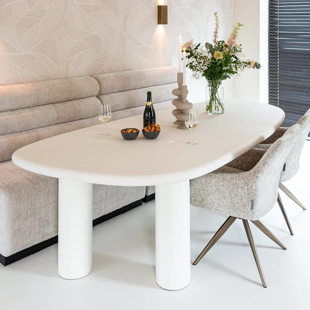 Table Bloomstone 235 cm table organique blanche galet design majdeltier