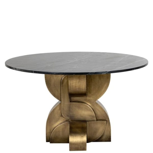 Table Ronde Maddox Marbre noir et laiton - Une table sophistiquée intemporelle