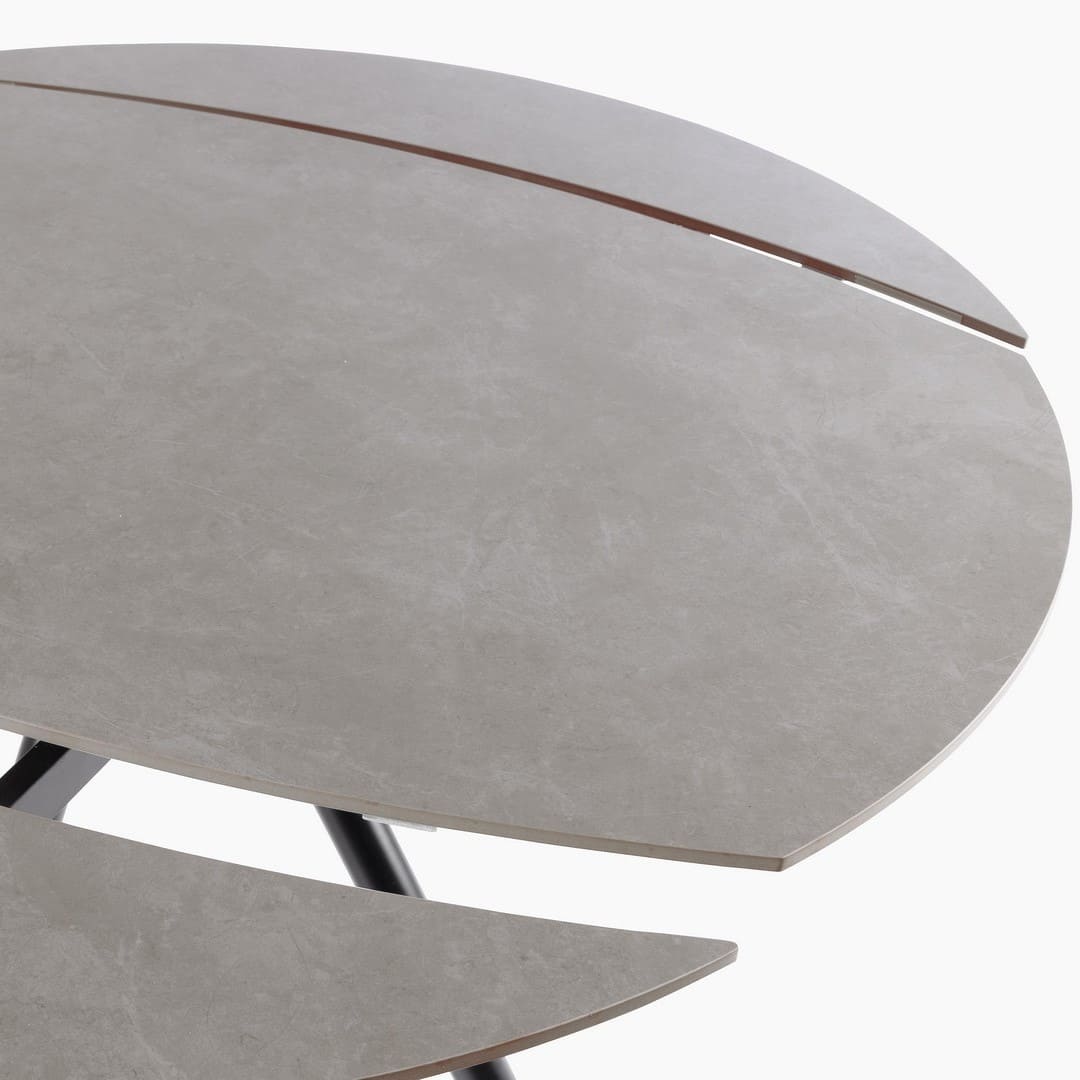 Table Ronde Céramique Extensible marla -gris-majdeltier 3 Table Ronde Ceramique Extensible marla gris majdeltier 3
