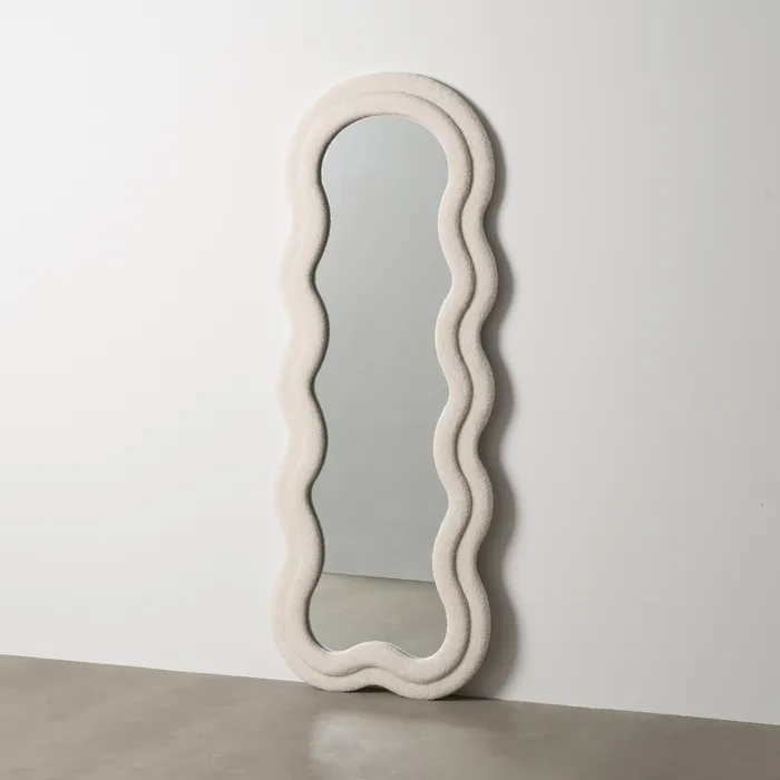 Miroir Ondulé Tissu bouclé blanc – Image 6