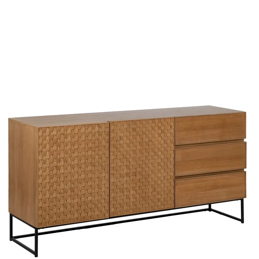 Buffet Marigni design brutaliste damier tiroirs 160cm majdeltier frene 1