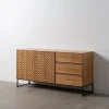 Buffet Marigni design brutaliste damier tiroirs 160cm majdeltier frene 2