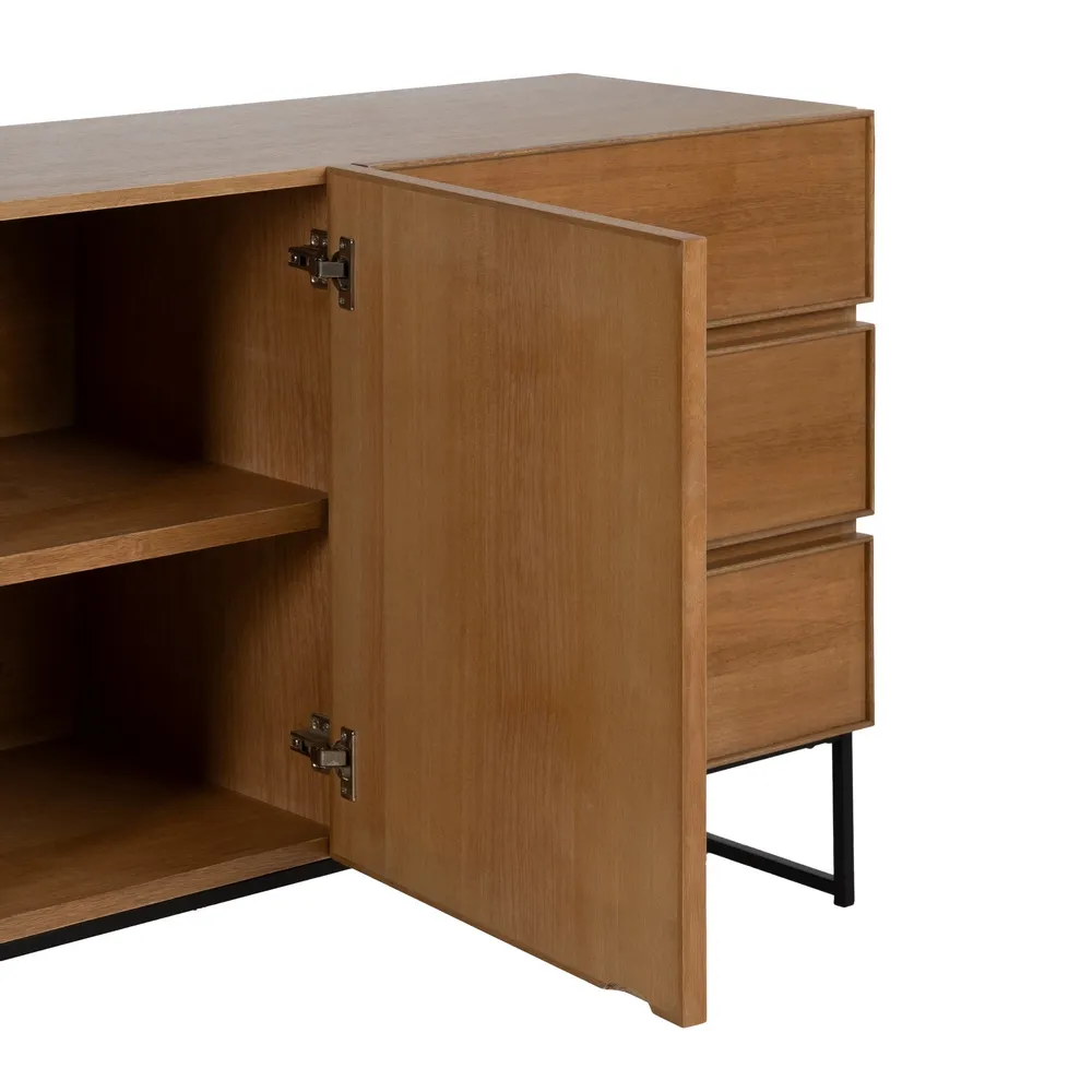 Buffet Marigni design brutaliste damier tiroirs 160cm majdeltier frene 7
