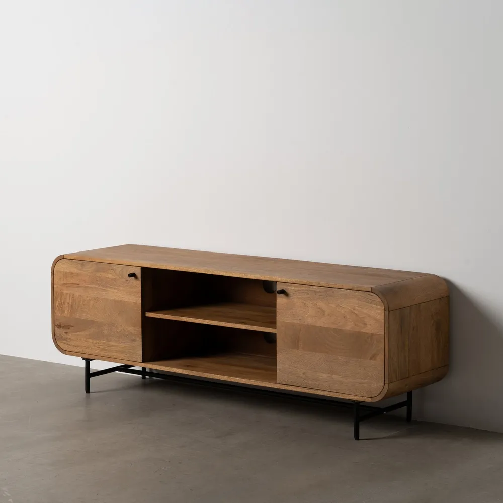 Meuble TV Marceau 160 cm meuble arrondi design manguier massif majdeltier