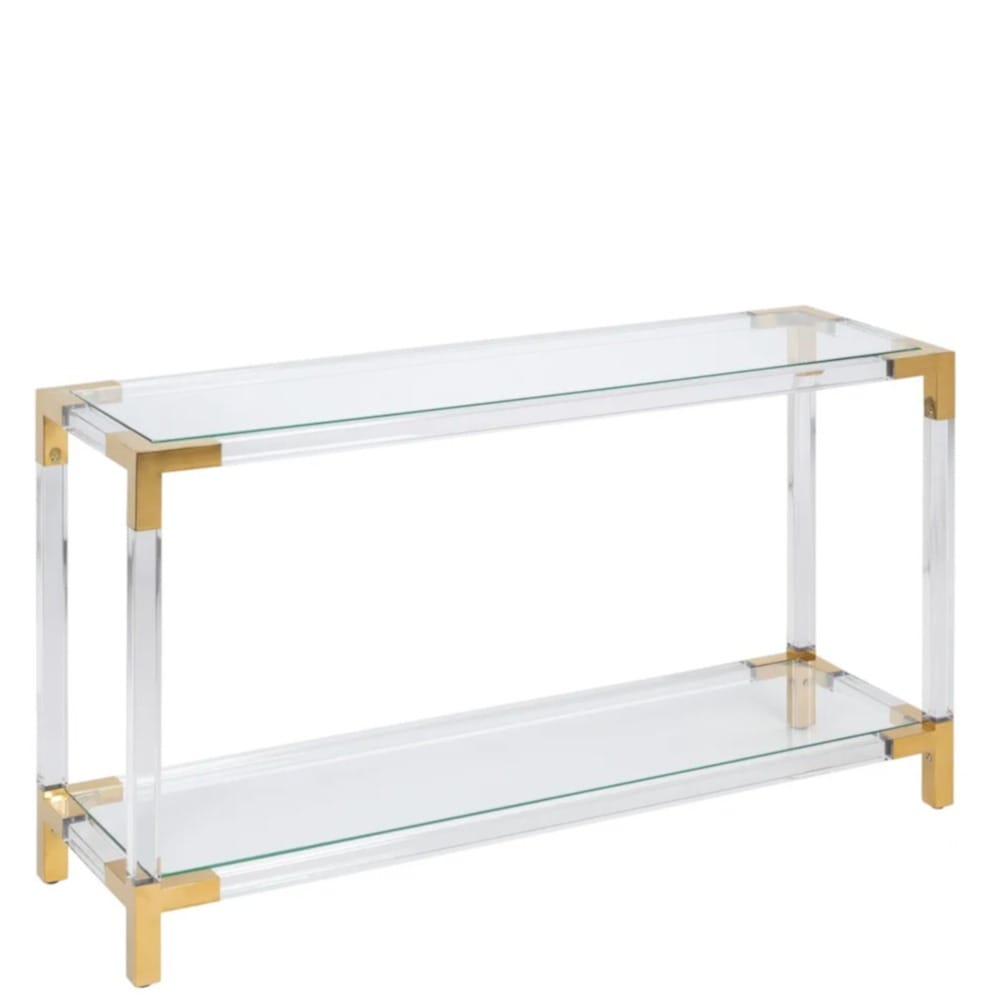 Console Design Arrow Verre Plexiglass Et Laiton