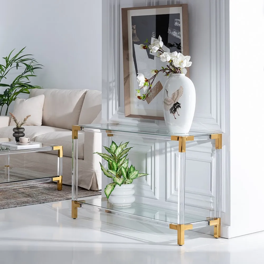 Console Design Verre Plexiglass Et Laiton majdeltier 6