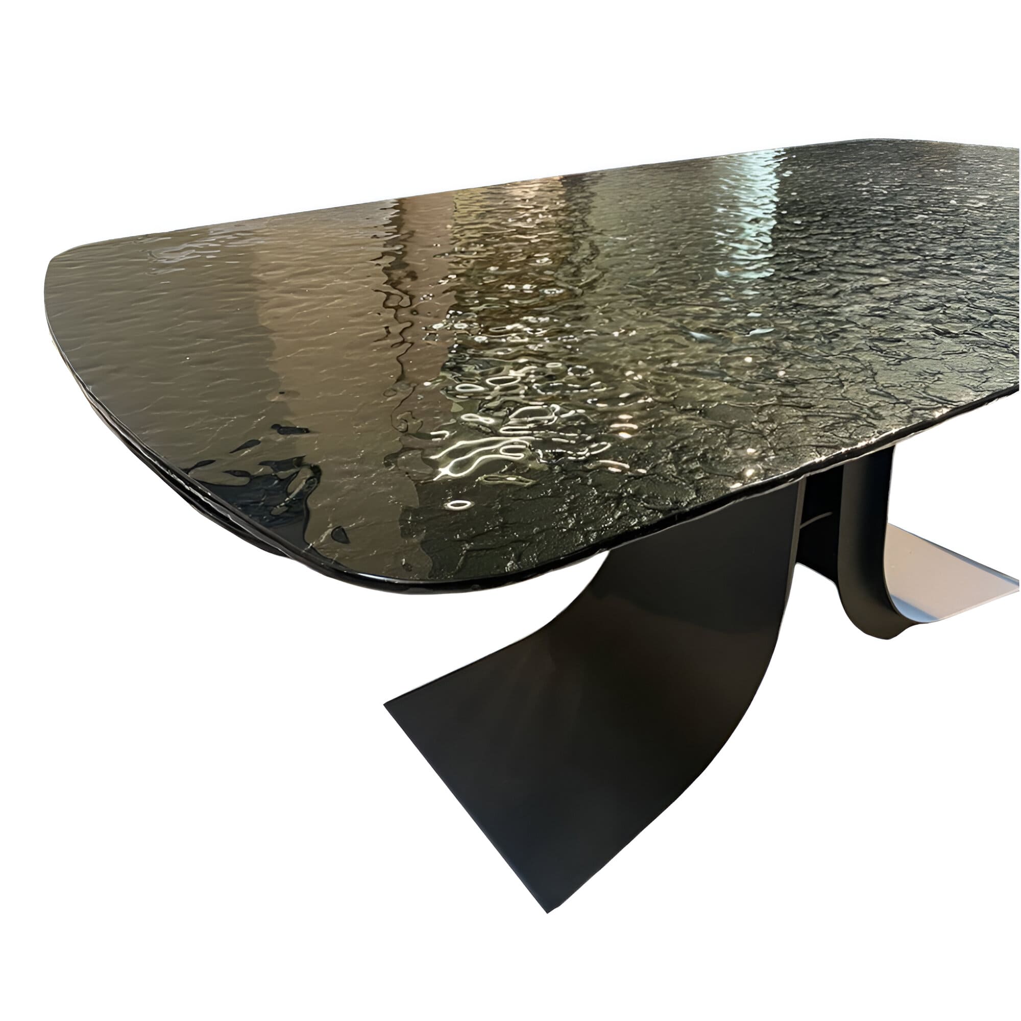 Table Vogue Verre trempe waterglass extensible verre noir effet martele design contemporain reflets