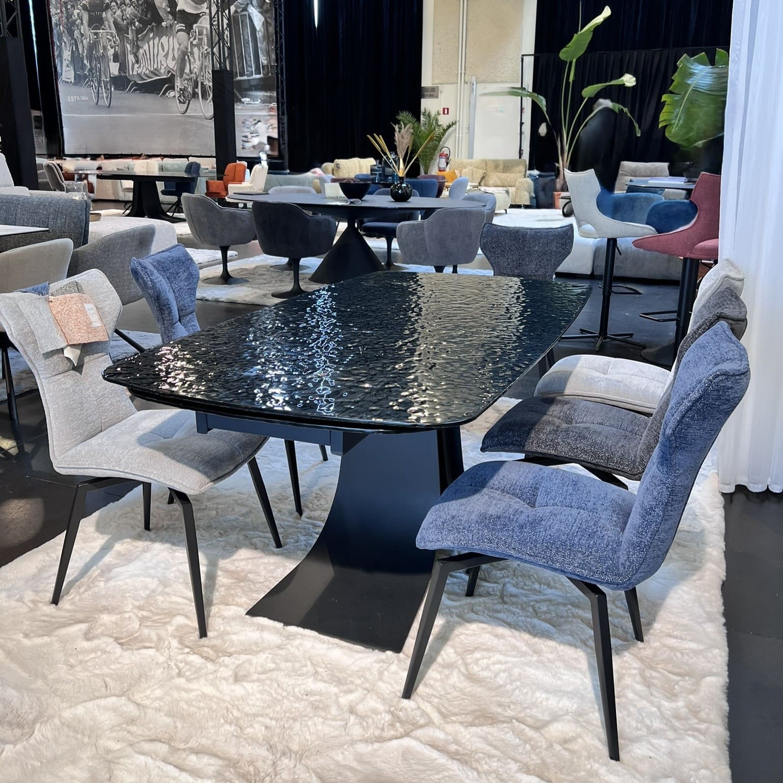 Table Vogue en verre trempe effet martele extensible waterglass majdeltier