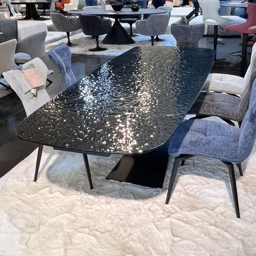 Table Vogue en verre trempe effet martele plateau extensible waterglass 5