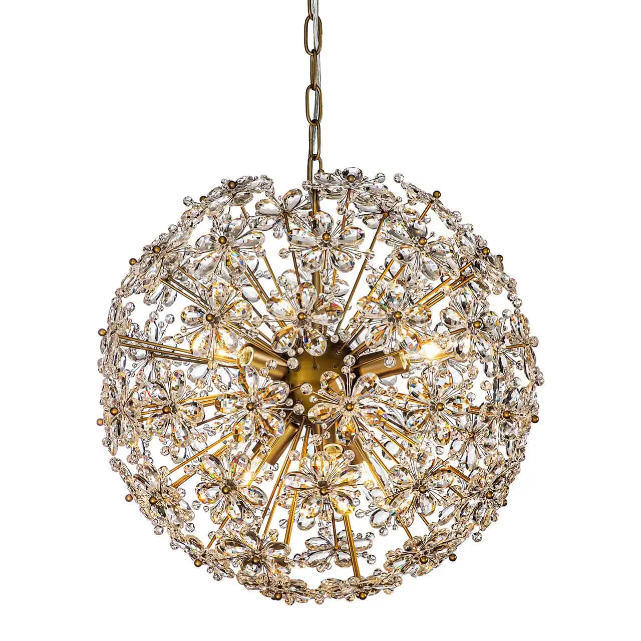 lustre cyntha fleur cristal facettes pissenlit rond