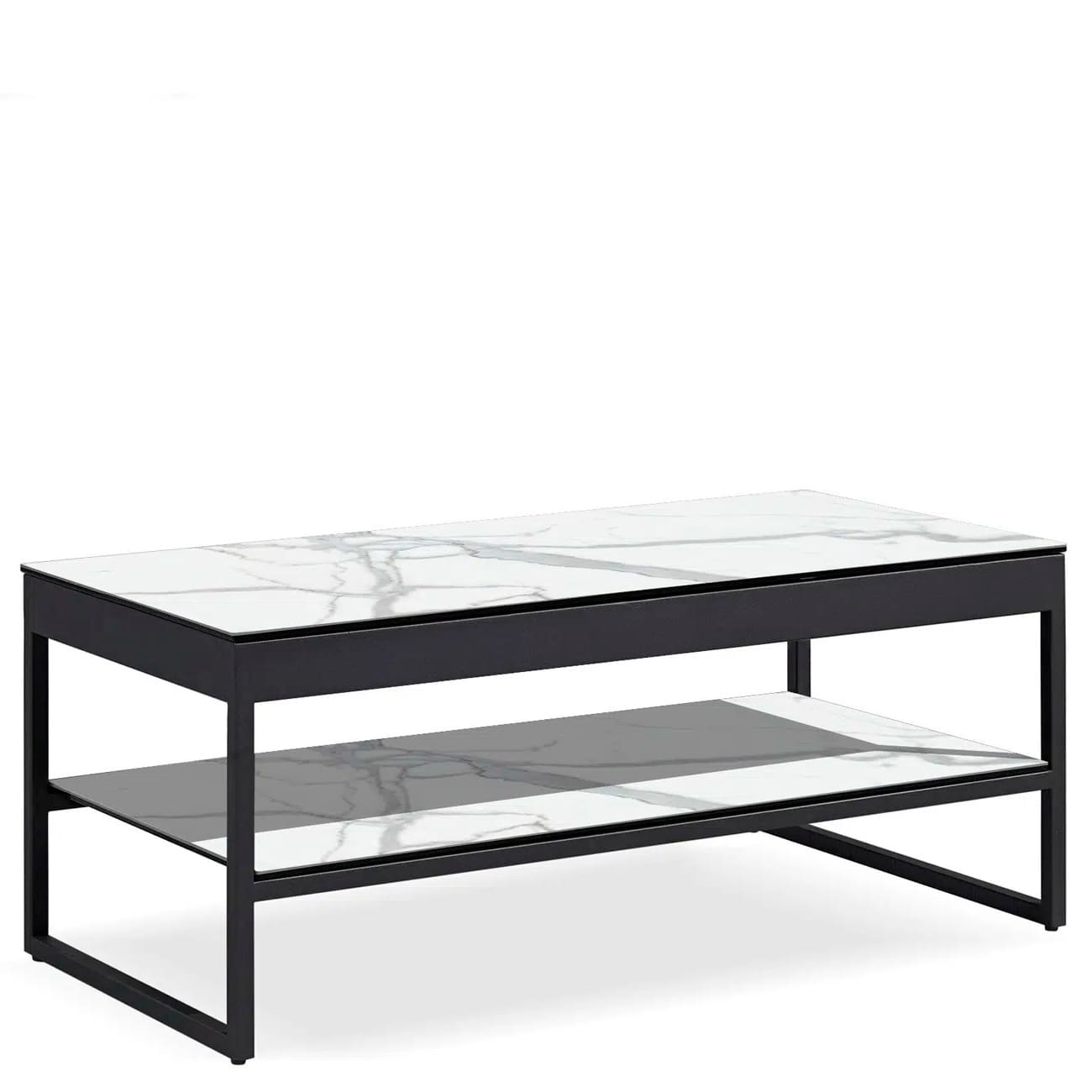 Table Basse Relevable Floride – Céramique marbre blanc