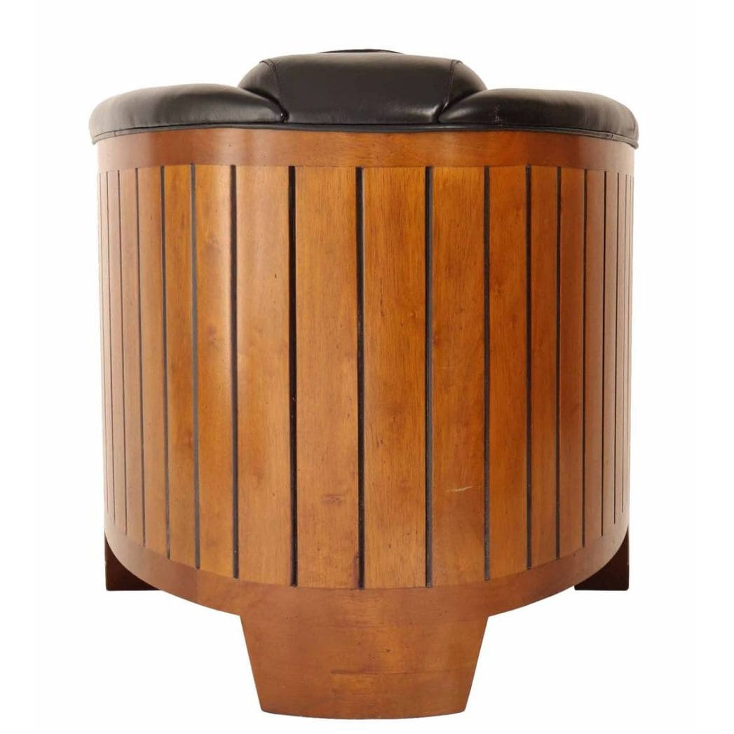 Fauteuil Club Canoë Cuir Noir - L'Élégance Transatlantique en Cuir et Bois