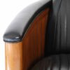 Fauteuil Club Canoë Cuir Noir - L'Élégance Transatlantique en Cuir et Bois