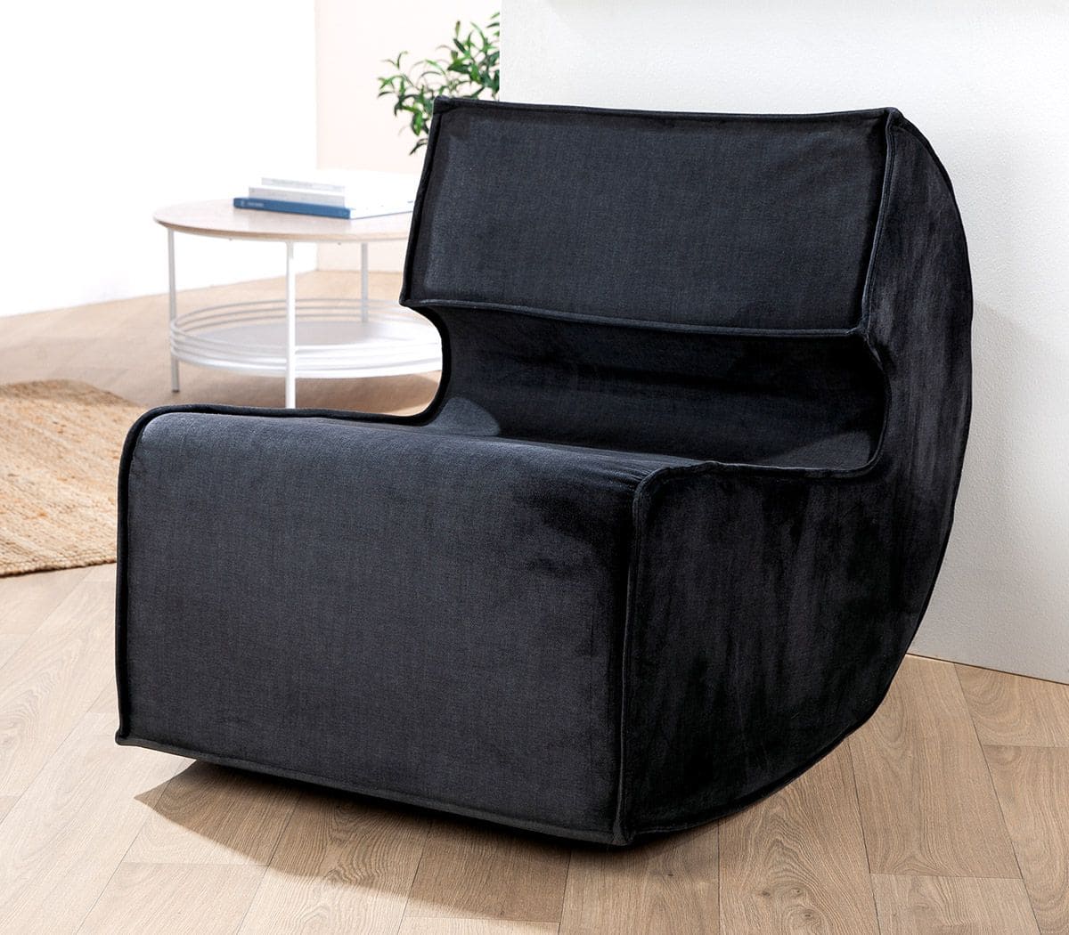 Fauteuil Velours à Bascule Thobias noir-majdeltier-1 Fauteuil Velours a Bascule Thobias noir majdeltier 1