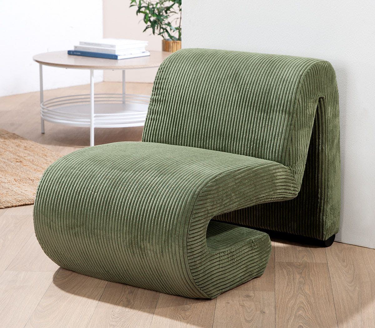 Fauteuil en velours cotelé vert Fauteuil en velours cotele vert