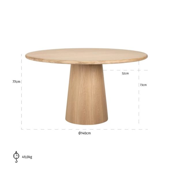 Table Ronde 140 Table De Repas Ronde Chêne Clair Oakley 140 cm - Majdeltier