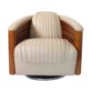 Fauteuil Club pivotant Nautilus cuir beige