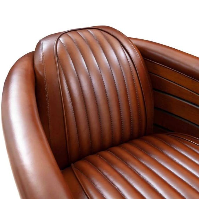 Fauteuil Club pivotant Nautilus cuir marron vintage