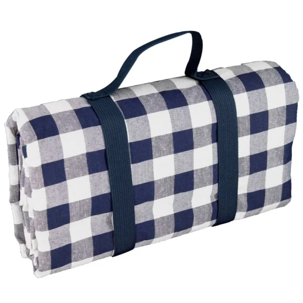 Nappe pique-nique XL rectangulaire carreaux bleus et blancs imperméable