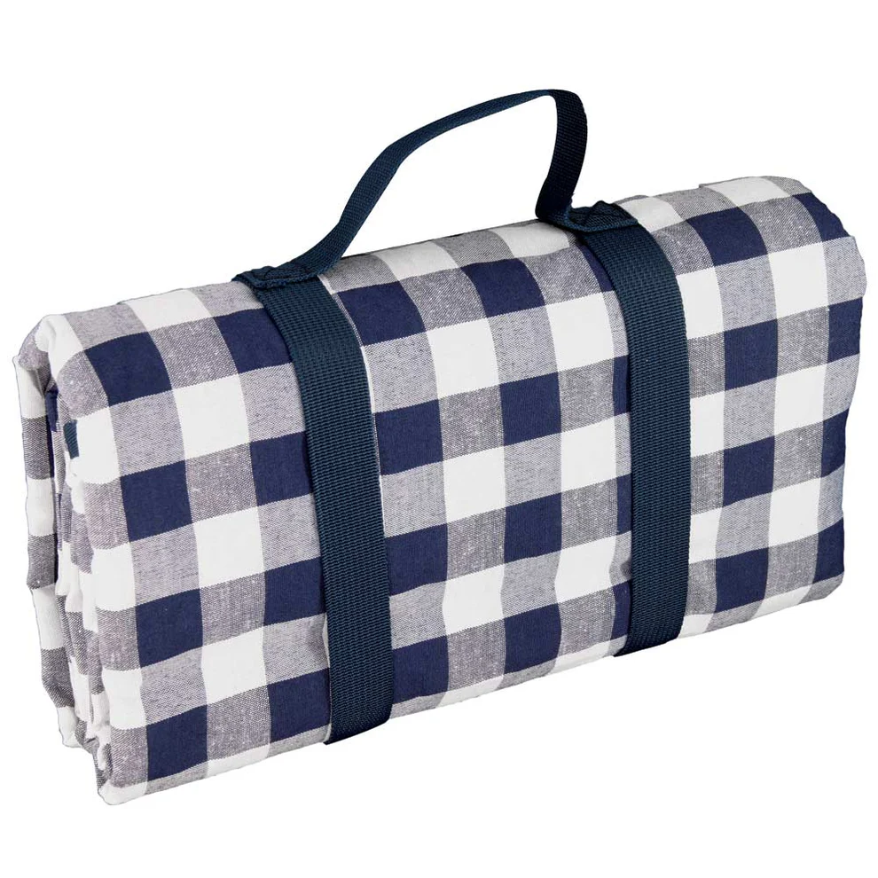 Nappe pique-nique XL rectangulaire carreaux bleus et blancs imperméable