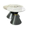 Set de 2 Tables Basses Rondes en Ceramique Marbre Blanc