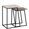 Set de 2 tables d'appoint rectangulaires en travertin