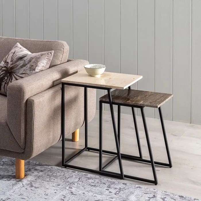 Set de 2 tables dappoint rectangulaires travertin majdeltier 9