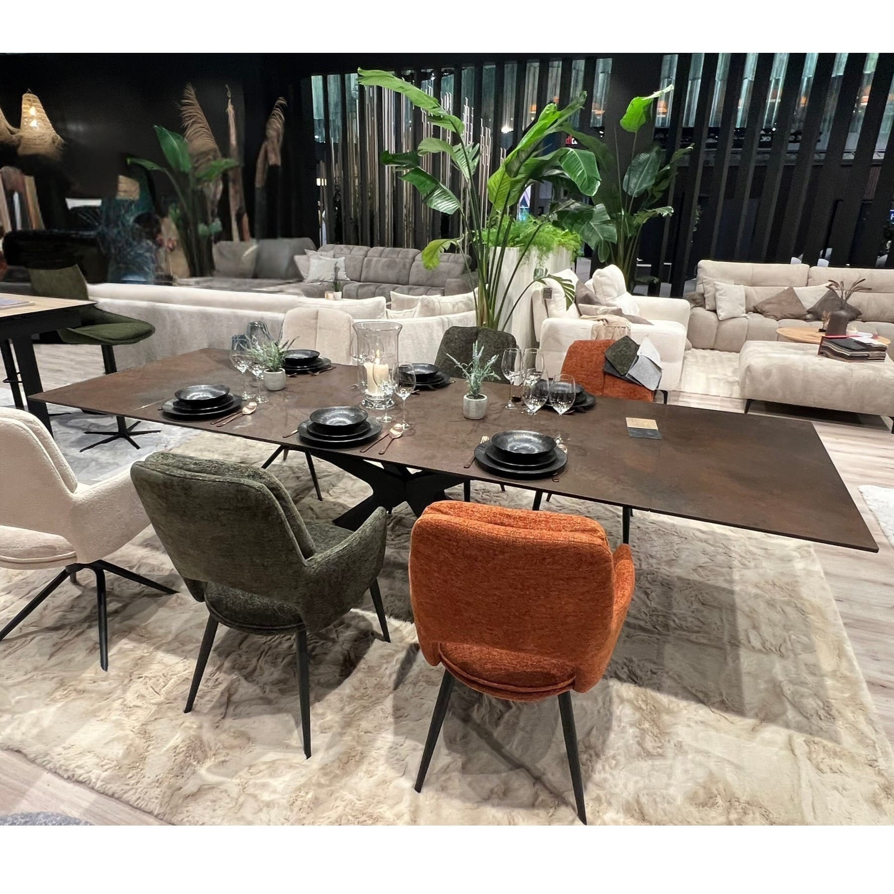 Table Rectangulaire Extensible En Ceramique Hector bronze rouille pied central etoile majdeltier 7 1