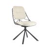 chaise design confortable pivotante tissu lexi pied metal blanc creme beige pauline majdeltier 5