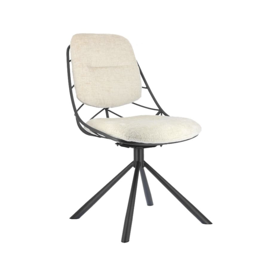 chaise design confortable pivotante tissu lexi pied metal blanc creme beige pauline majdeltier 5