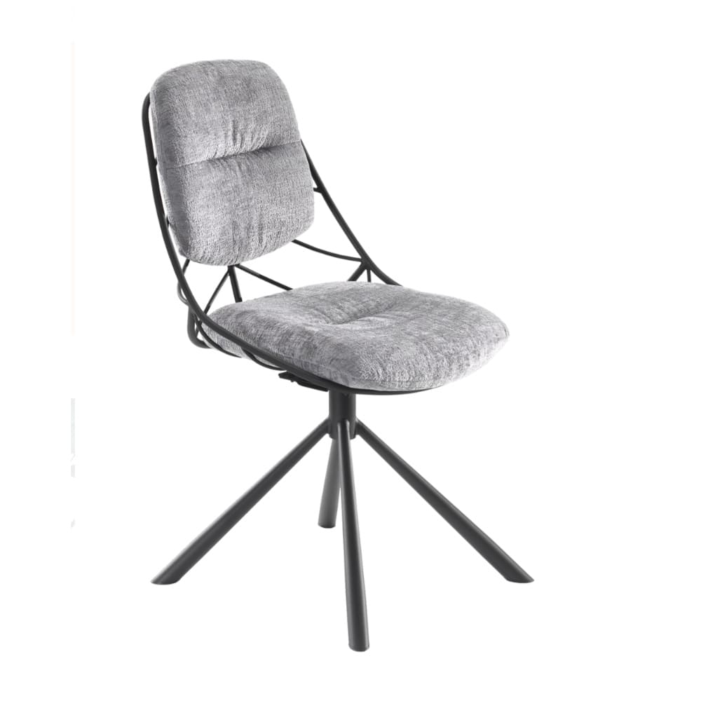chaise design confortable pivotante tissu lexi pied metal gris clair pauline majdeltier 6