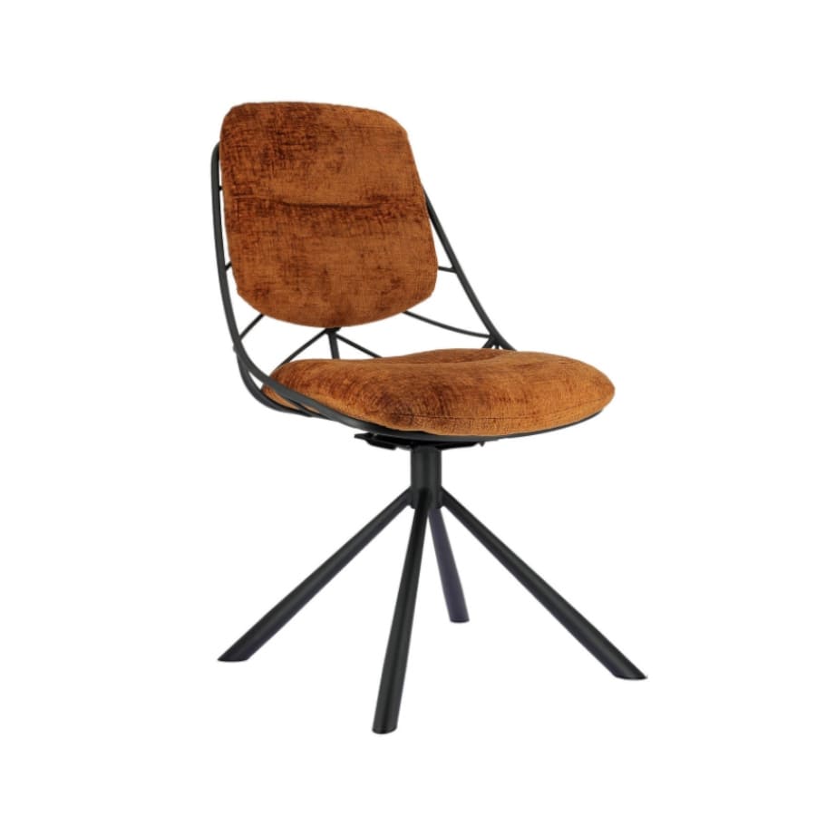 chaise design confortable pivotante tissu lexi pied metal orange pauline majdeltier 6