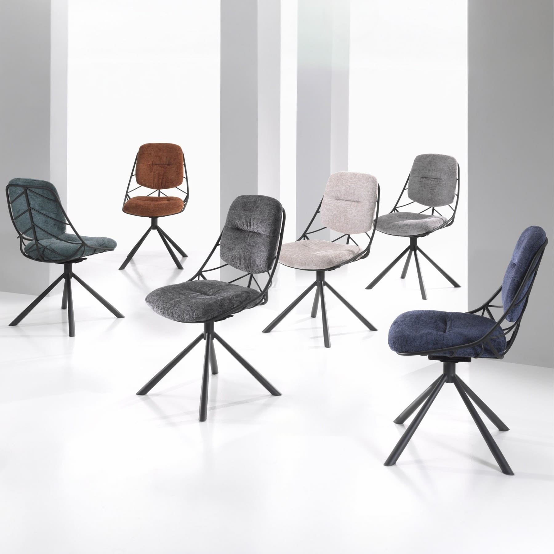 chaise design confortable pivotante tissu lexi pied metal pauline majdeltier 6 2