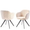 chaise pivotante BASH beige en tissu bouclette, vues de face et de dos par paire