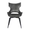 Chaise pivotante CAMILLE en velours anthracite, dossier haut et pieds en métal noir